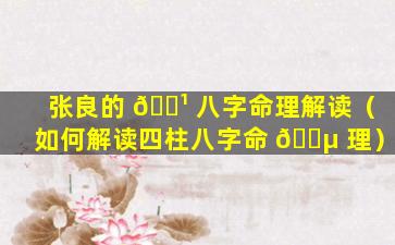 张良的 🌹 八字命理解读（如何解读四柱八字命 🌵 理）